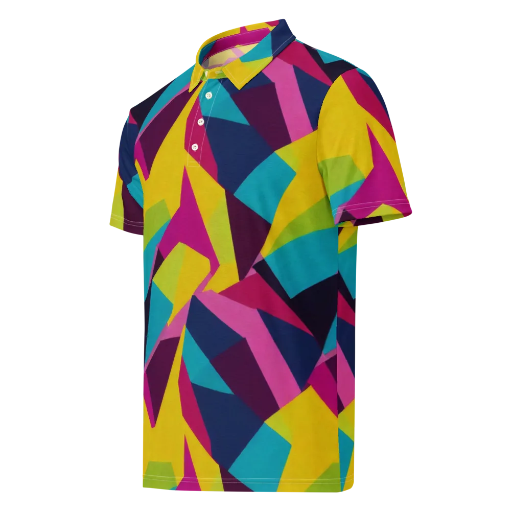 Electric Origami on Men's Slim Fit Polo Shirt — Left Front