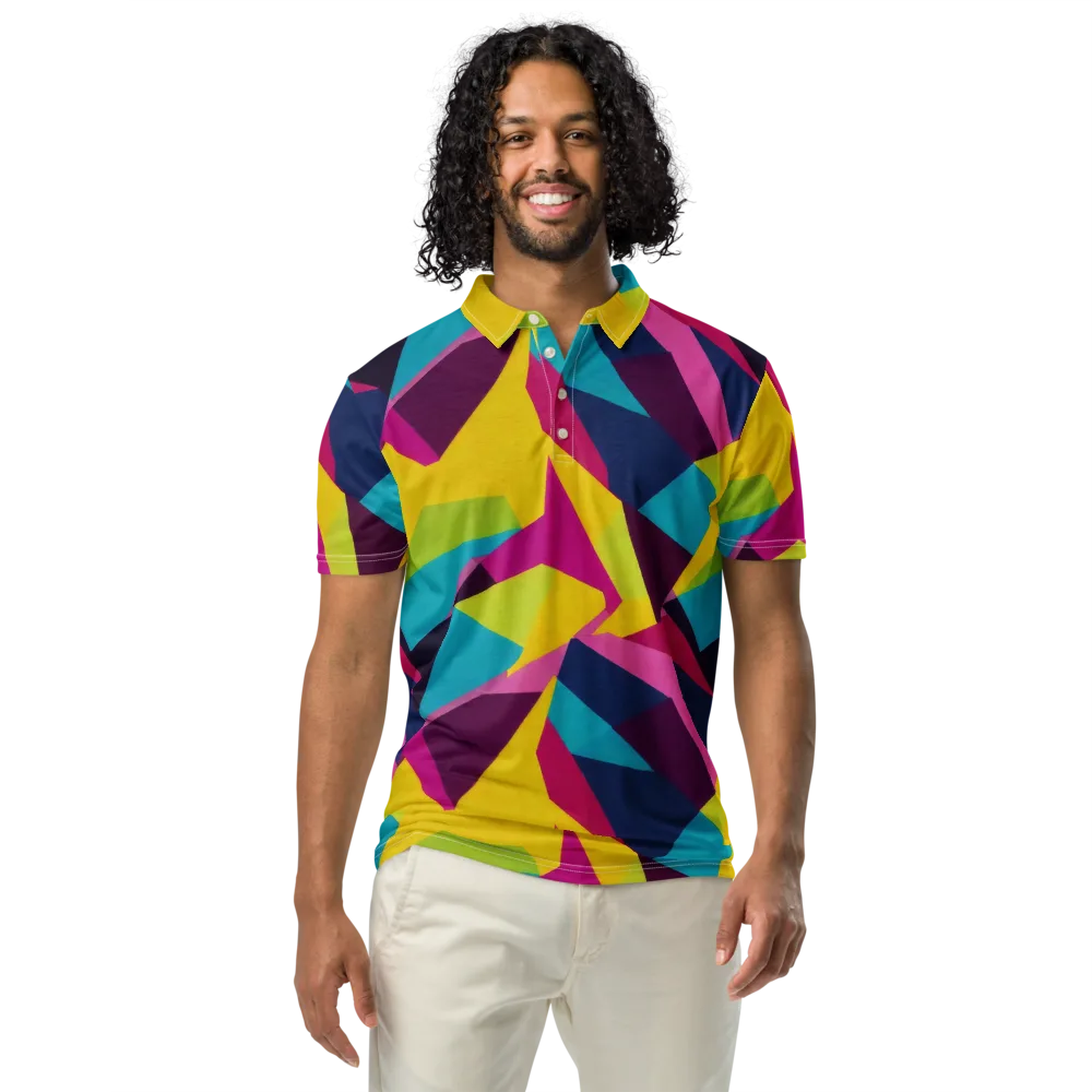 Electric Origami on Men's Slim Fit Polo Shirt — Front