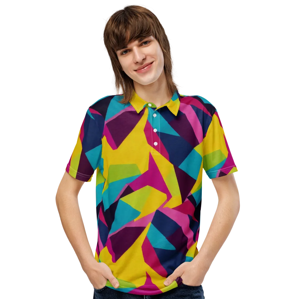 Electric Origami on Men's Slim Fit Polo Shirt — Front