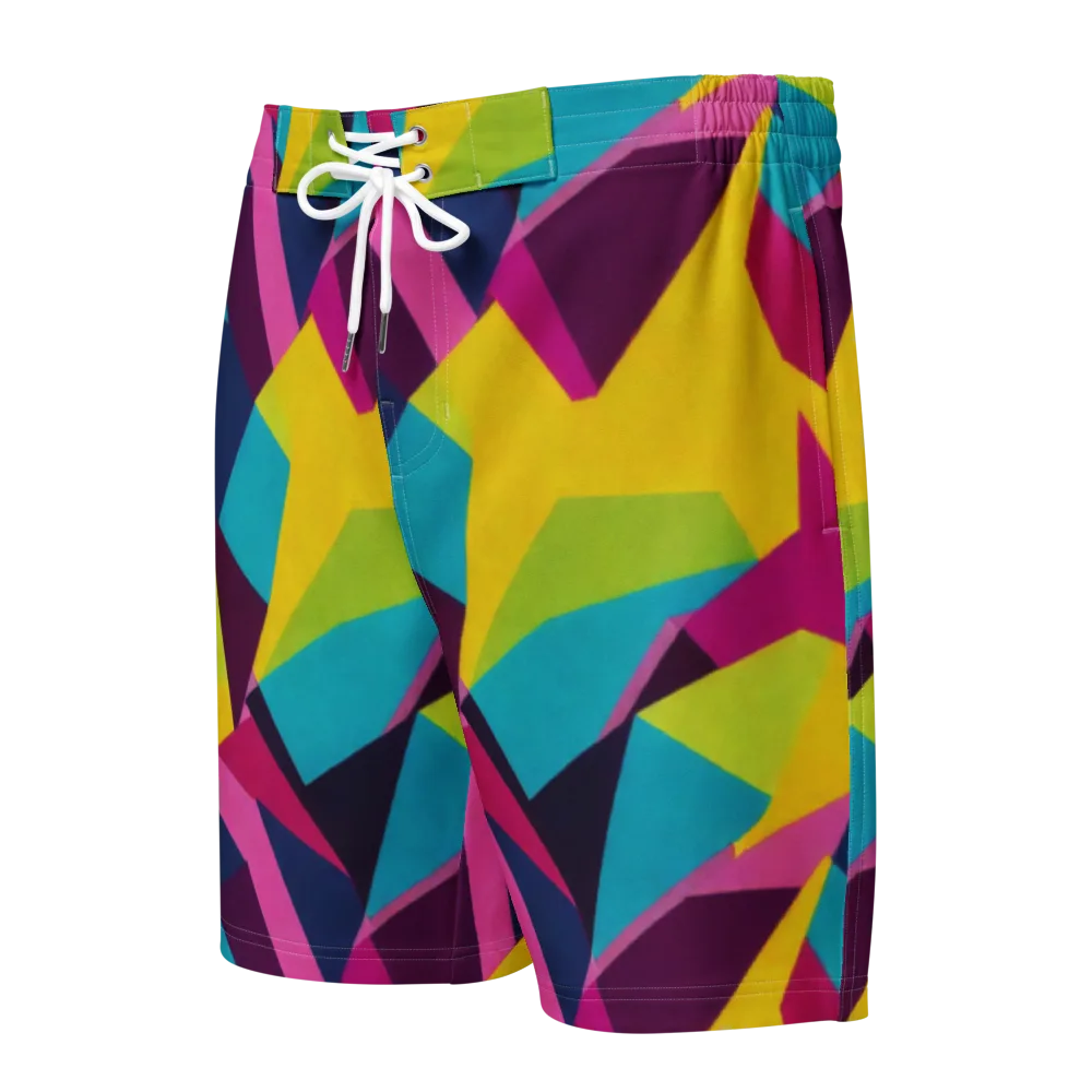Electric Origami on Men's Board Shorts — Front