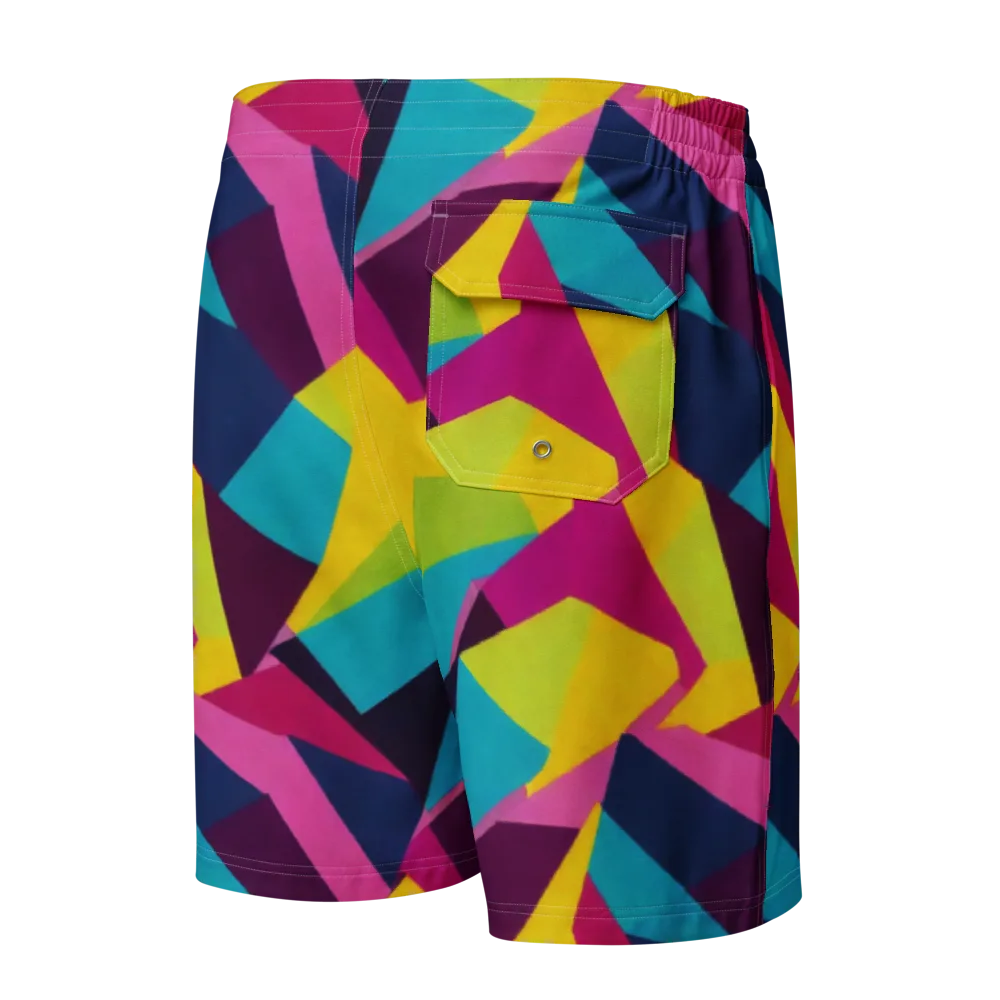 Electric Origami on Men's Board Shorts — Back