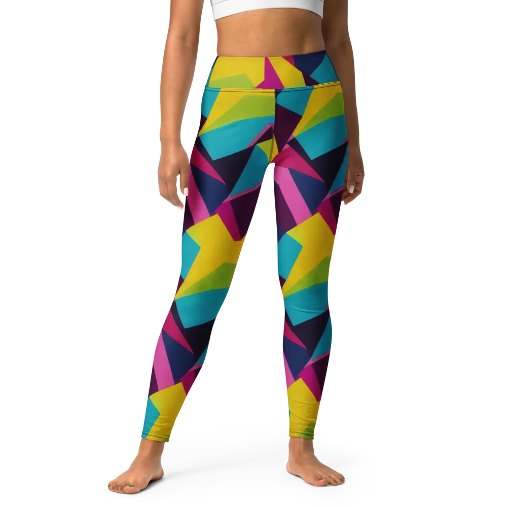 Electric Origami on Yoga Leggings — Front