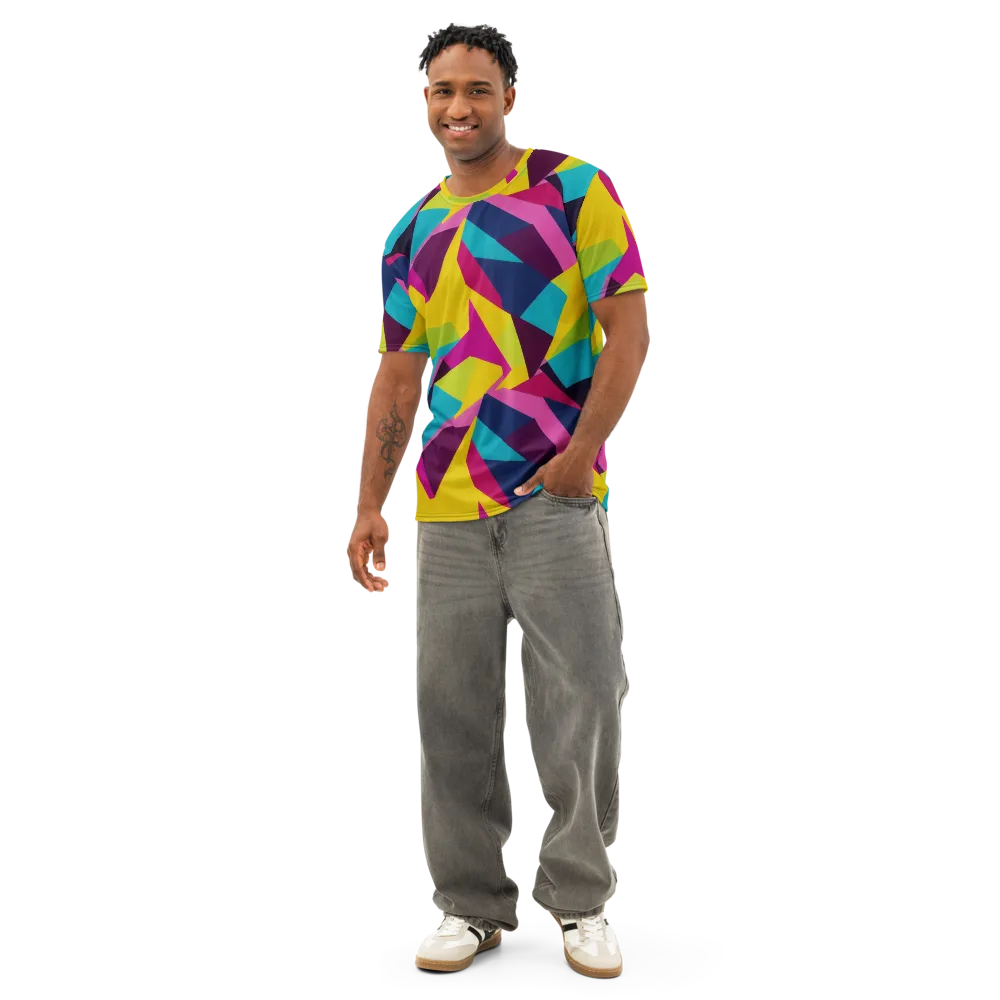 Electric Origami on Men's Cotton Crew Neck T-Shirt — Front