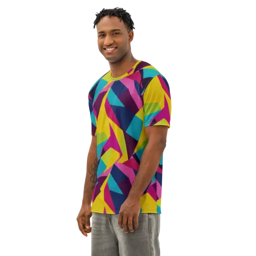 Electric Origami on a Men's Cotton Crew Neck T-Shirt