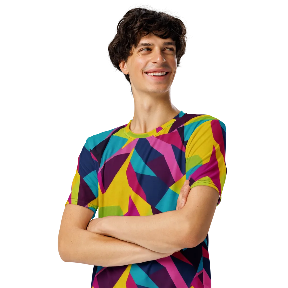 Electric Origami on Men's Crew Neck T-Shirt — Left Front