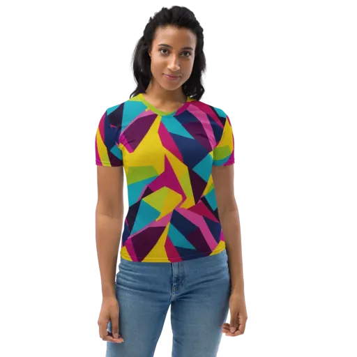 Electric Origami on a Women's Crew Neck T-Shirt