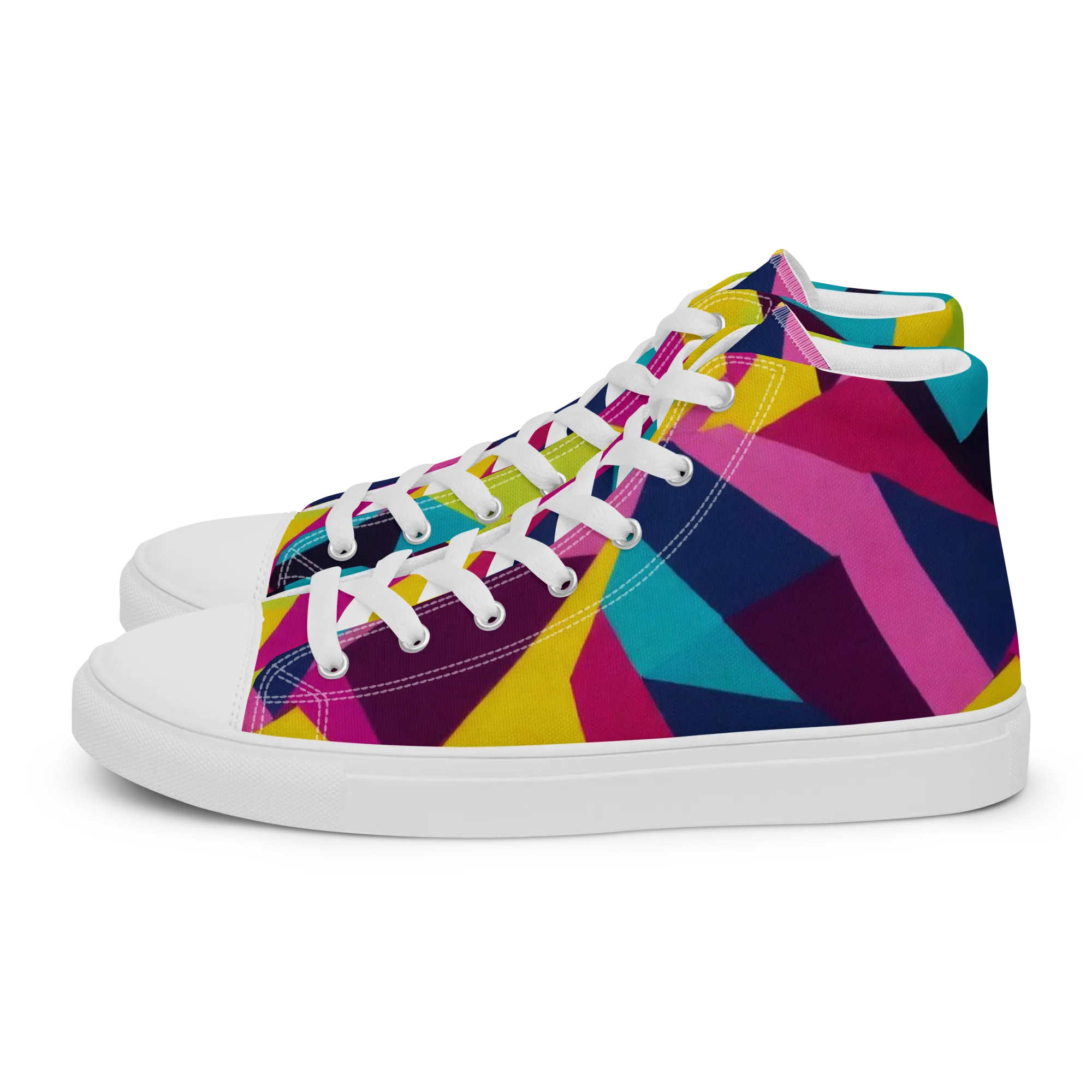 Electric Origami on Women's High Top Canvas Shoes — Left