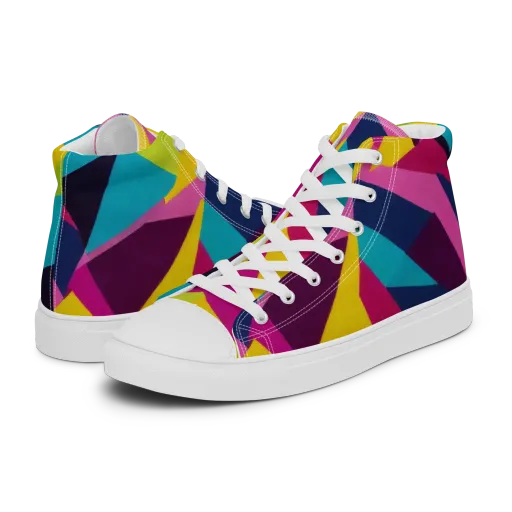 Electric Origami on a Women's High Top Canvas Shoes