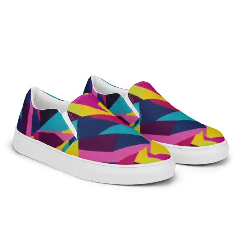 Electric Origami on a Men's Slip-On Canvas Shoes