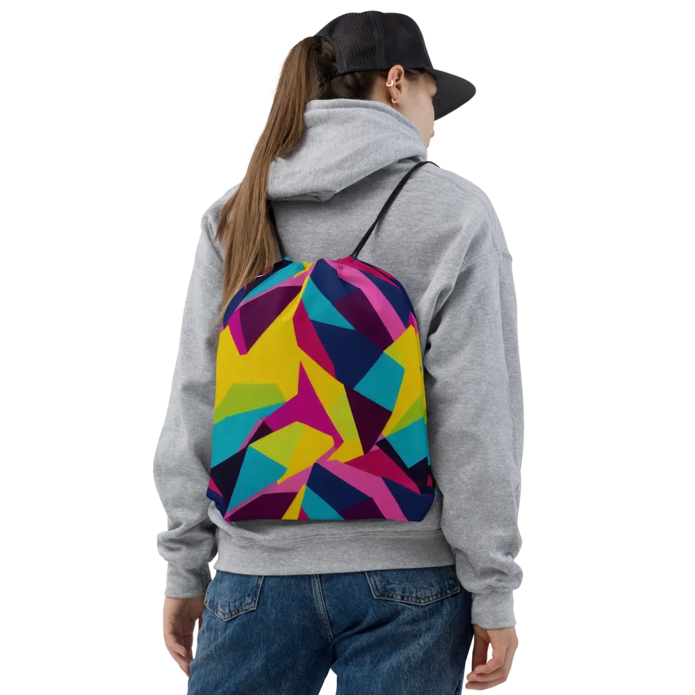 Electric Origami on Drawstring Bag — Front