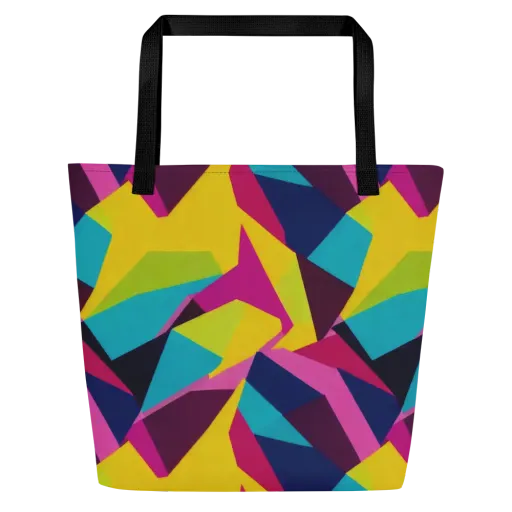 Electric Origami on a Large Tote Bag W/ Pocket