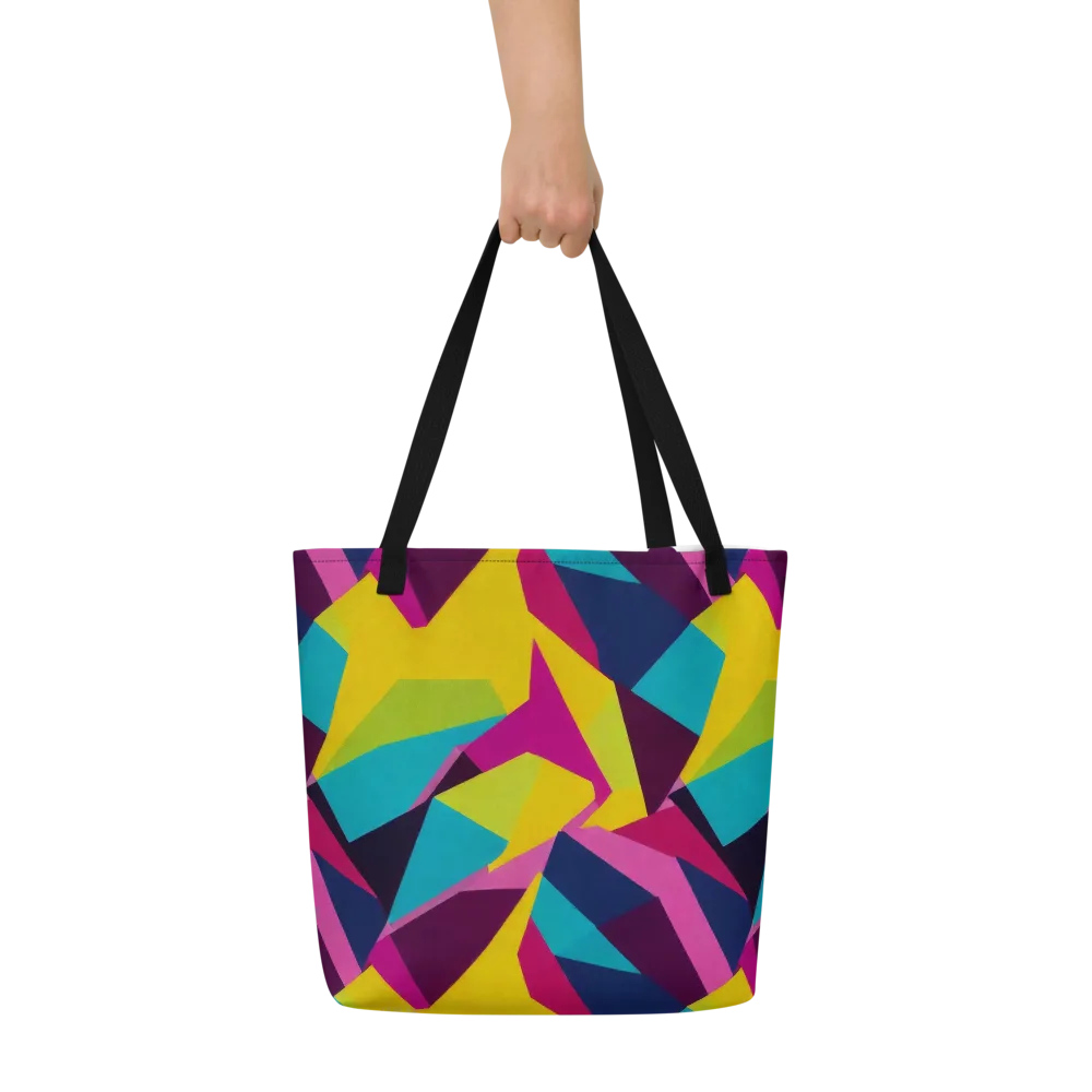 Electric Origami on Large Tote Bag W/ Pocket — Front