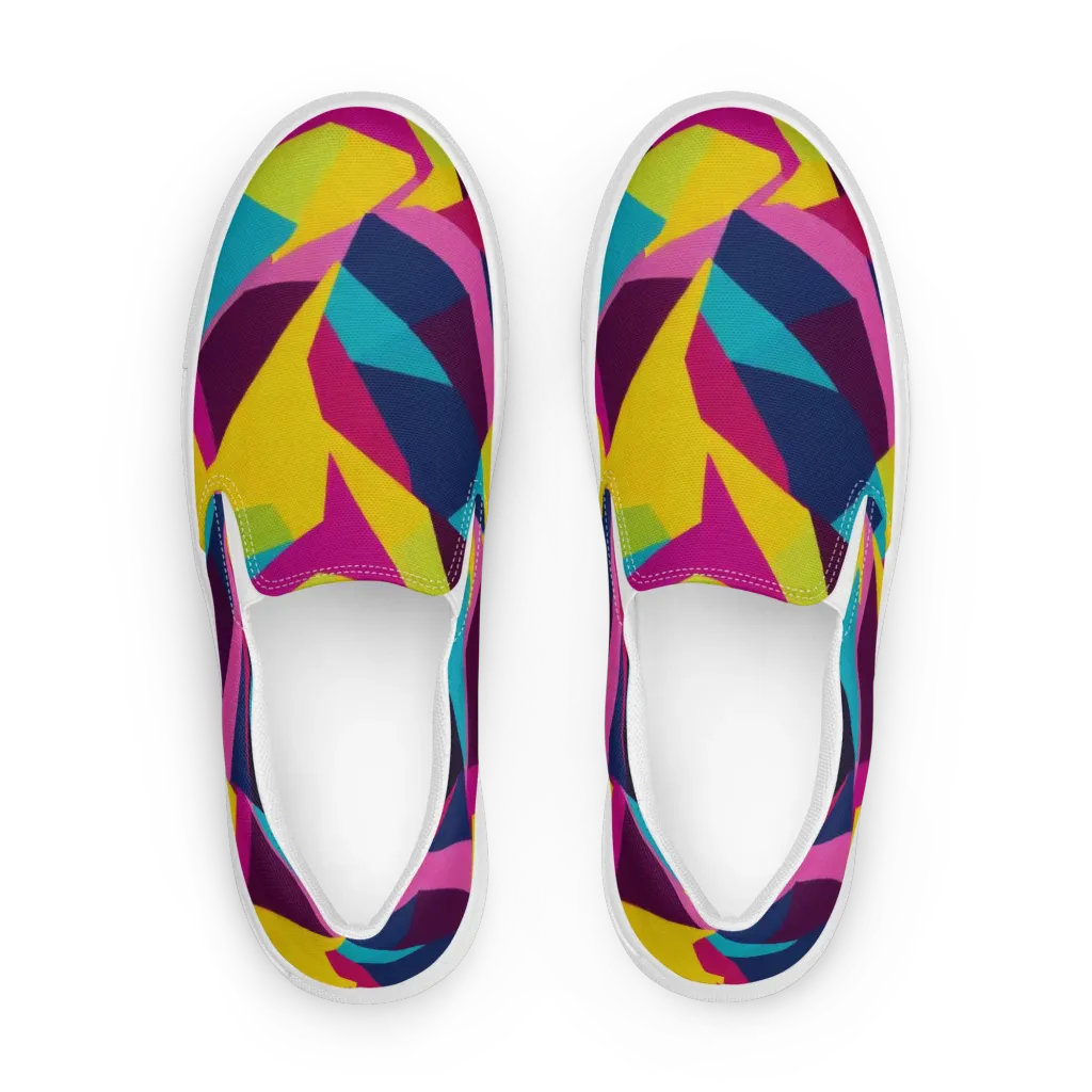 Electric Origami on Women's Slip-On Canvas Shoes — Front