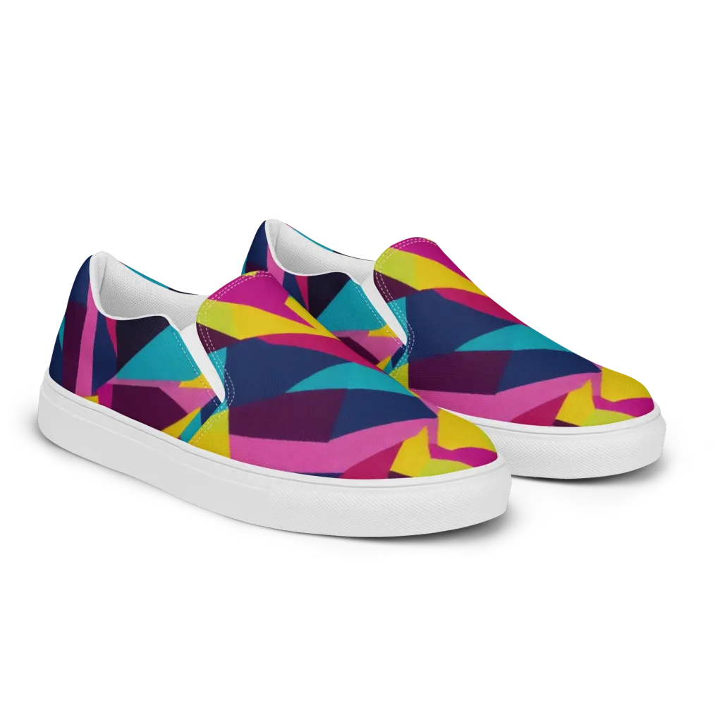 Electric Origami on Women's Slip-On Canvas Shoes — Right Front