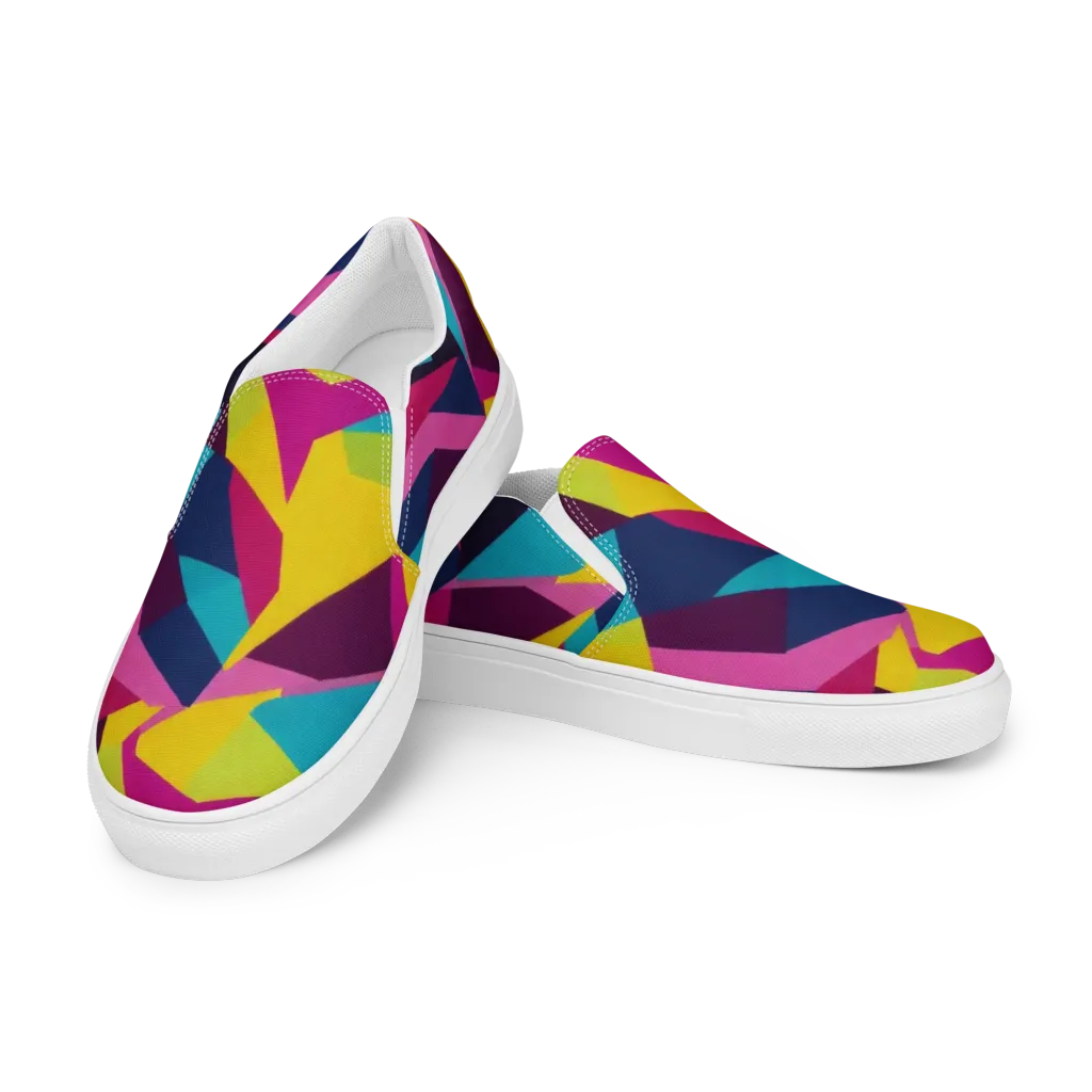 Electric Origami on Women's Slip-On Canvas Shoes — Left Front