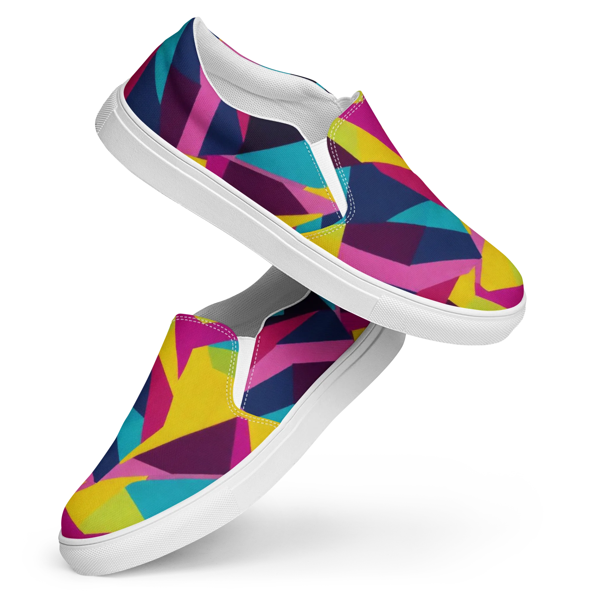Electric Origami on Women's Slip-On Canvas Shoes — Front