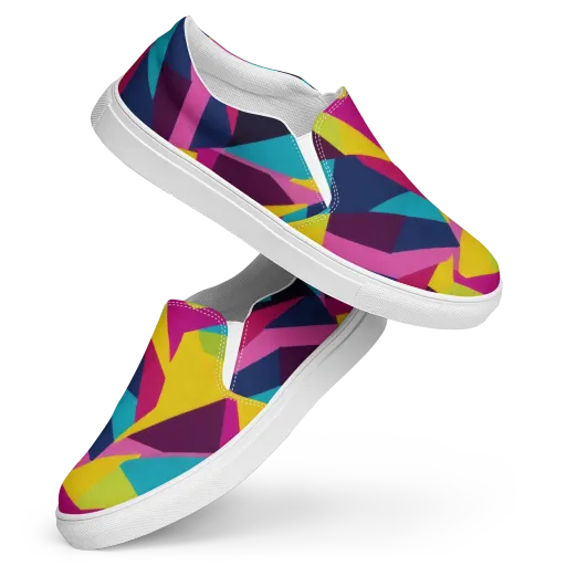 Electric Origami on a Women's Slip-On Canvas Shoes