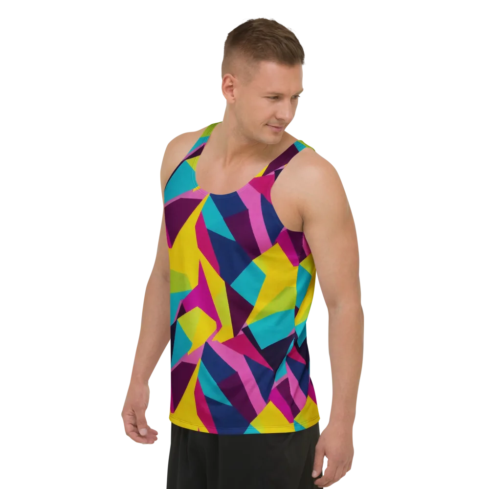Electric Origami on Men's Tank Top — Left Front