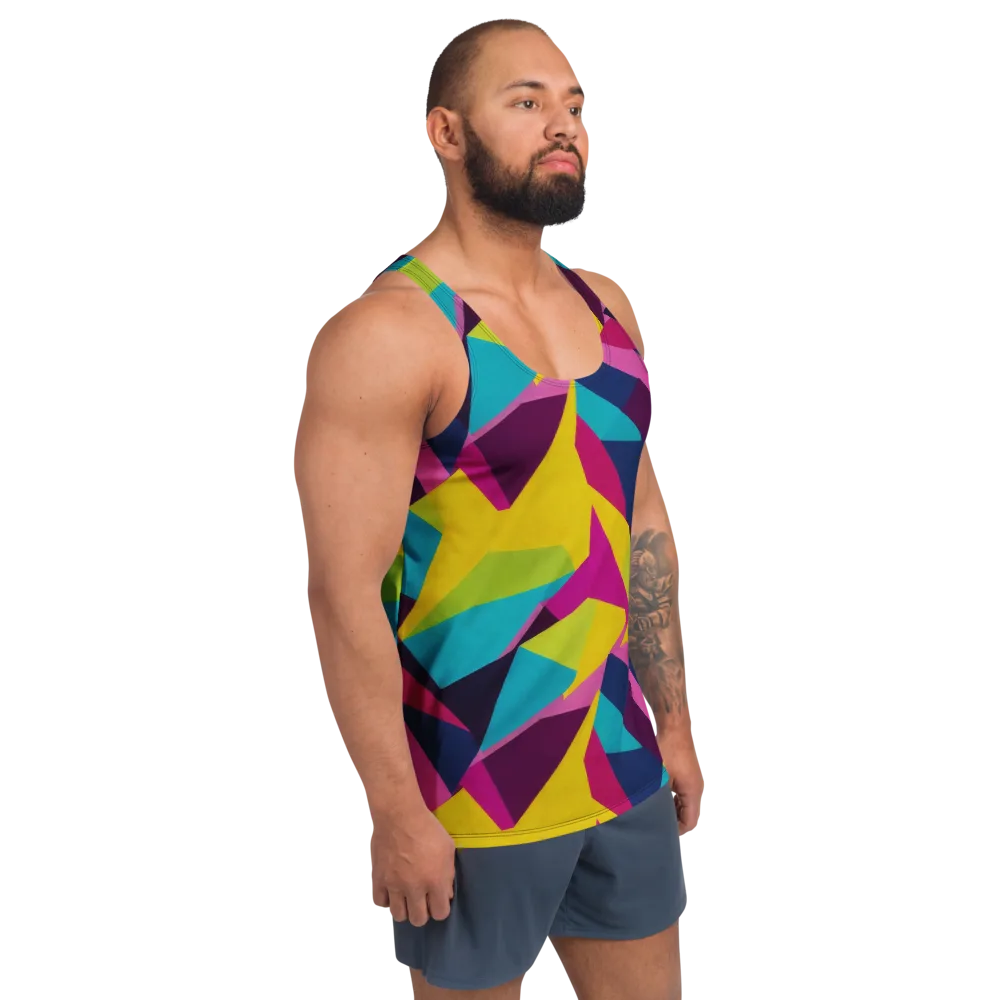 Electric Origami on Men's Tank Top — Right Front