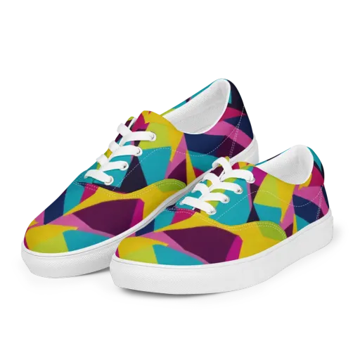 Electric Origami on a Men's Lace-Up Canvas Shoes