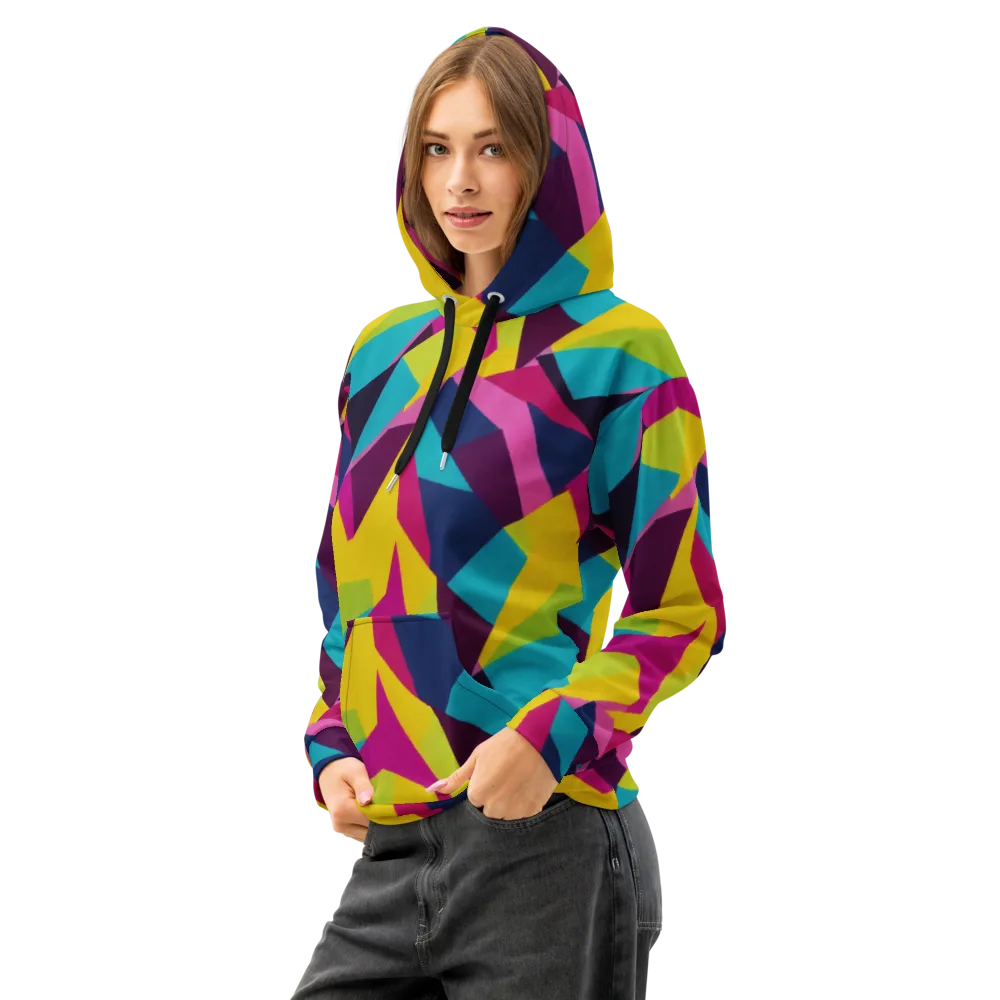 Electric Origami on Cotton Hoodie — Left Front