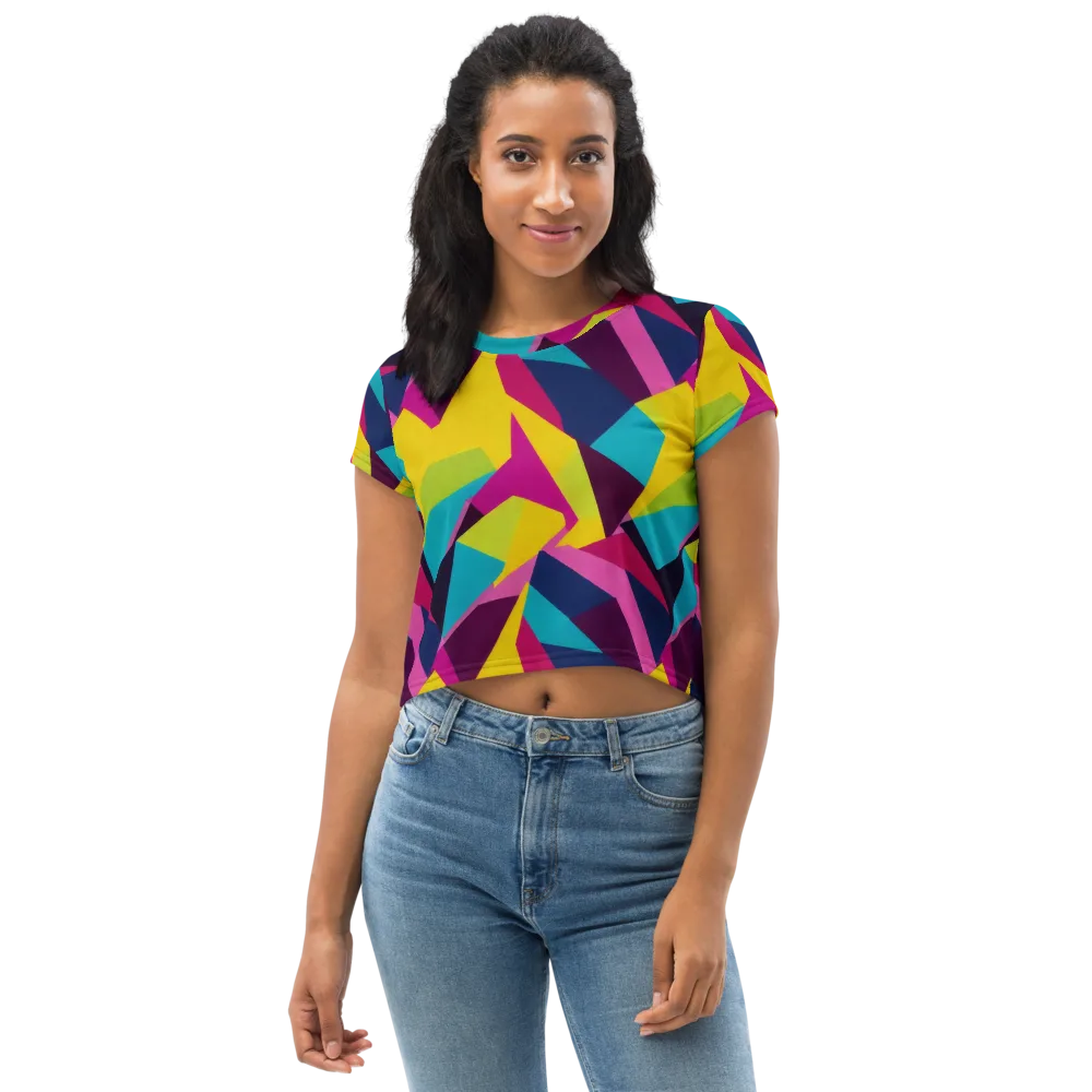 Electric Origami on Crop Tee — Front