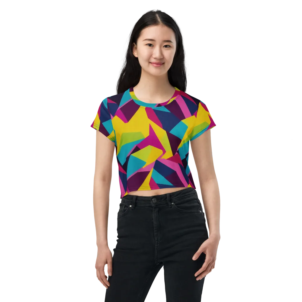 Electric Origami on Crop Tee — Front