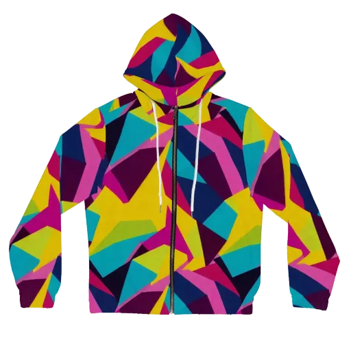 Electric Origami on a Women's Full-Zip Hoodie