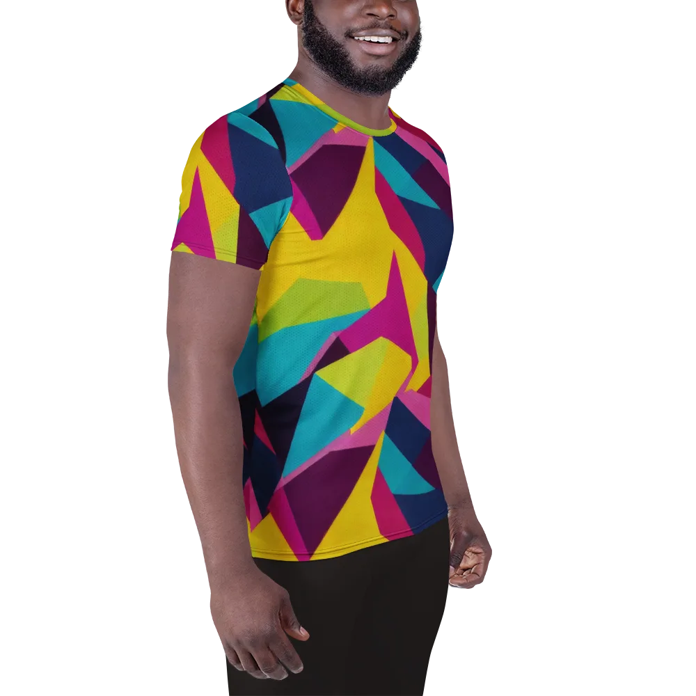 Electric Origami on Men's Athletic T-Shirt — Right