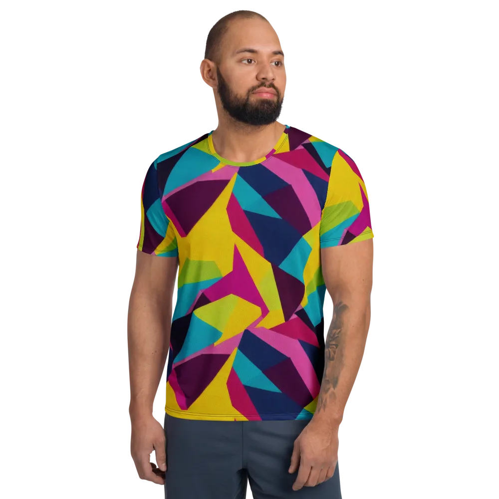 Electric Origami on Men's Athletic T-Shirt — Front