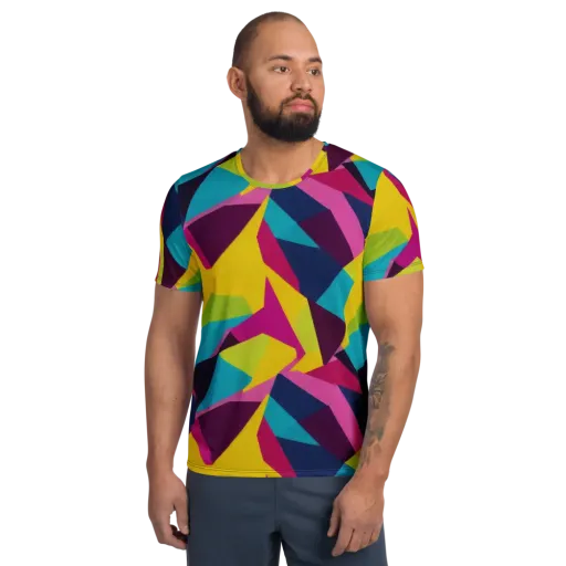 Electric Origami on a Men's Athletic T-Shirt