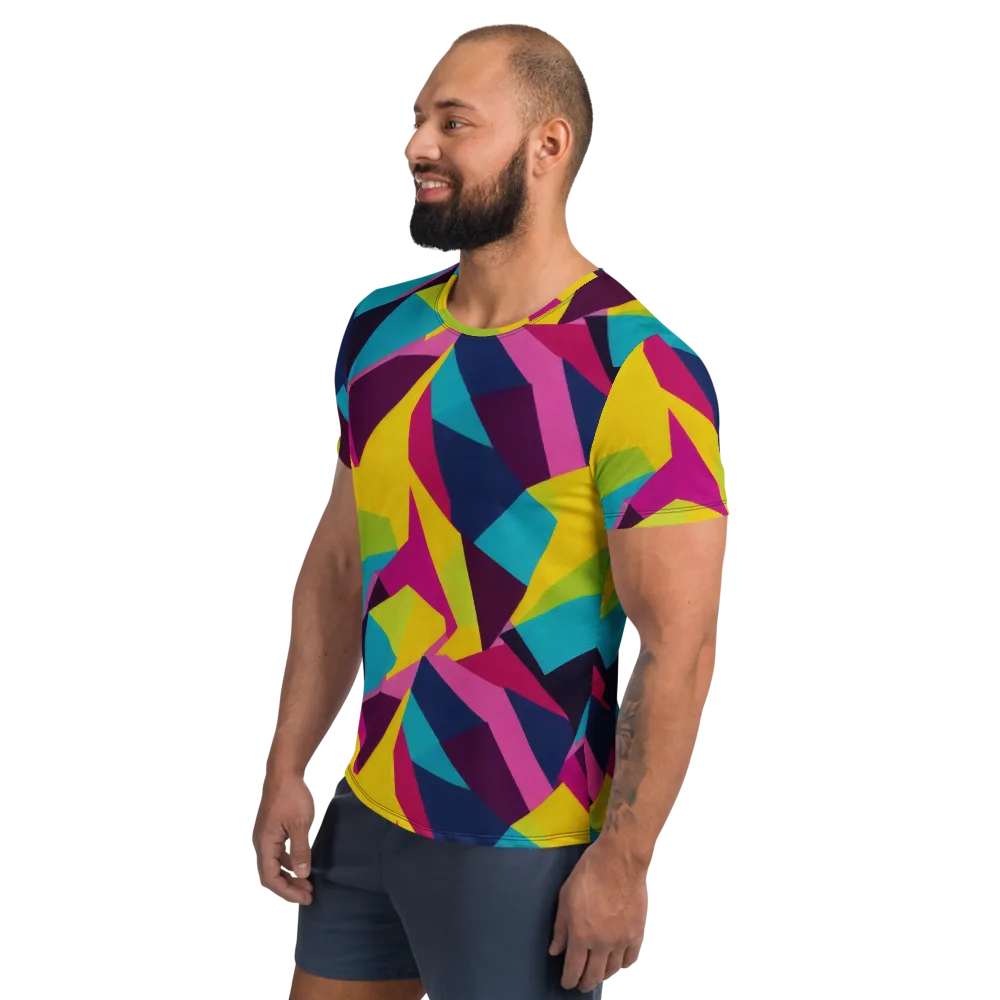 Electric Origami on Men's Athletic T-Shirt — Left