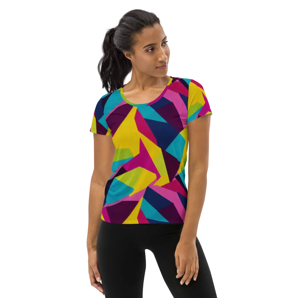 Electric Origami on Women's Athletic T-Shirt — Front