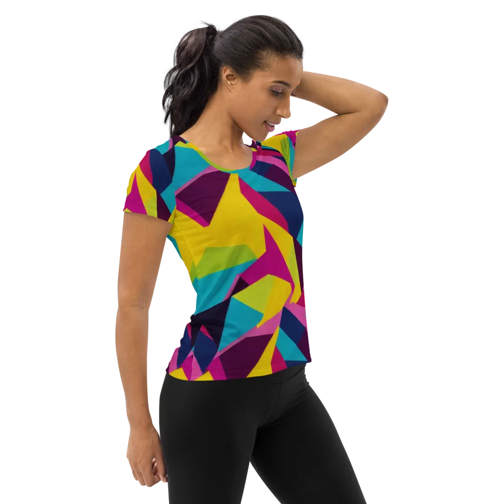 Electric Origami on Women's Athletic T-Shirt — Right