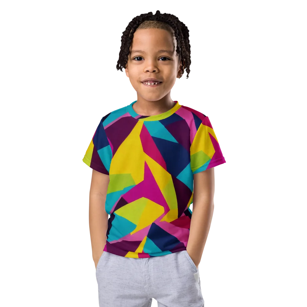 Electric Origami on Kids Crew Neck T-Shirt — Front