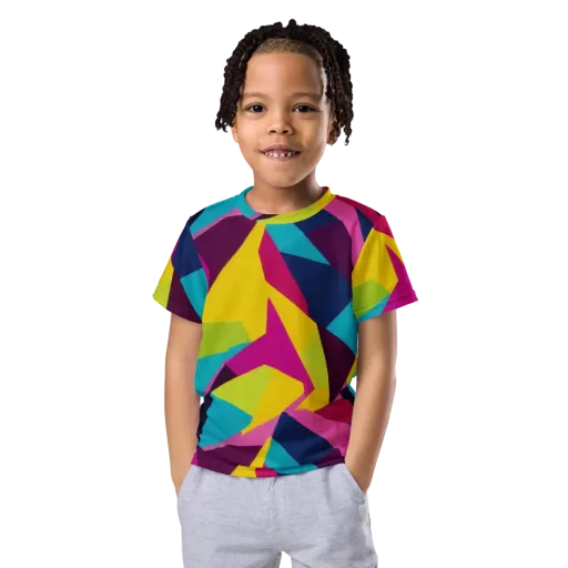 Electric Origami on a Kids Crew Neck T-Shirt