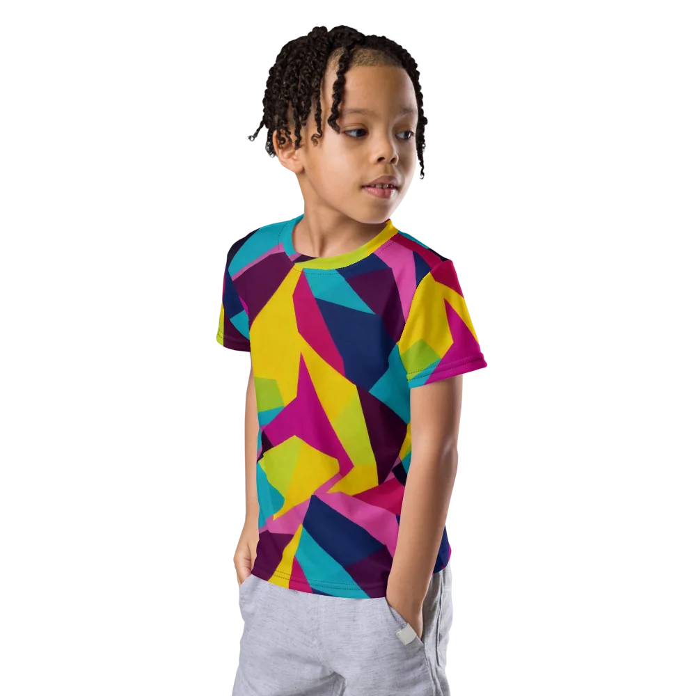 Electric Origami on Kids Crew Neck T-Shirt — Left Front