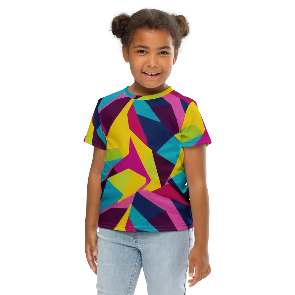 Electric Origami on Kids Crew Neck T-Shirt — Front