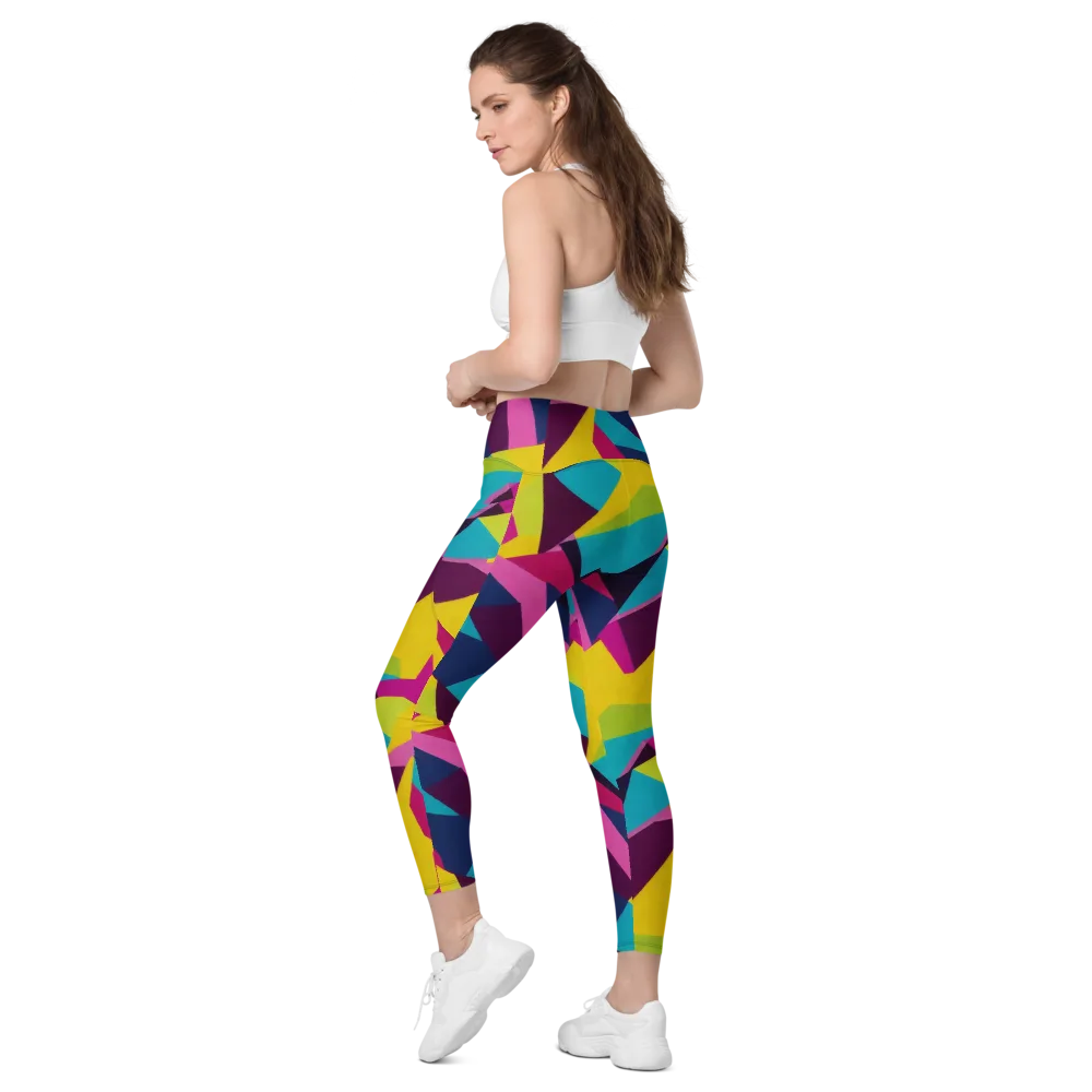 Electric Origami on Leggings with Pockets — Left Back