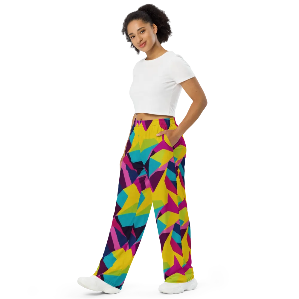 Electric Origami on Wide-Leg Pants — Left Front