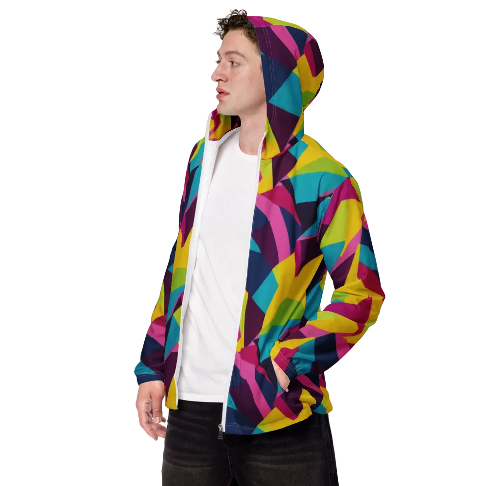 Electric Origami on Men's Windbreaker — Left Front