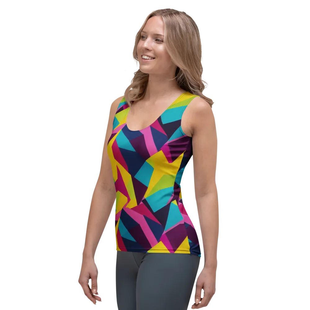 Electric Origami on Women's Tank Top — Left Front
