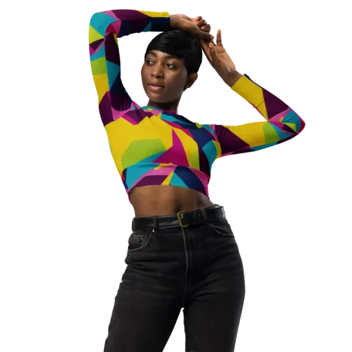 Electric Origami on a Long Sleeve Crop Top