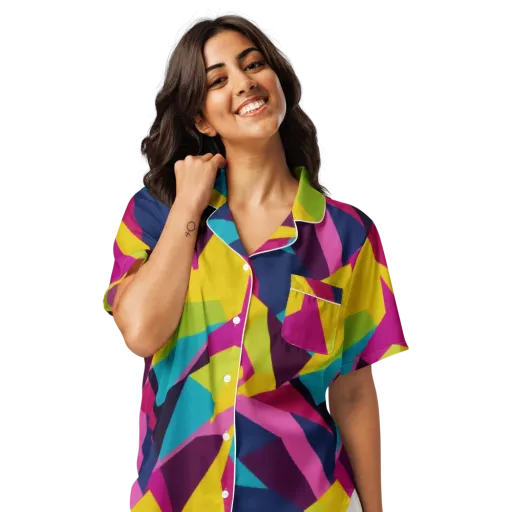 Electric Origami on a Women's Short Sleeve Pajama Top