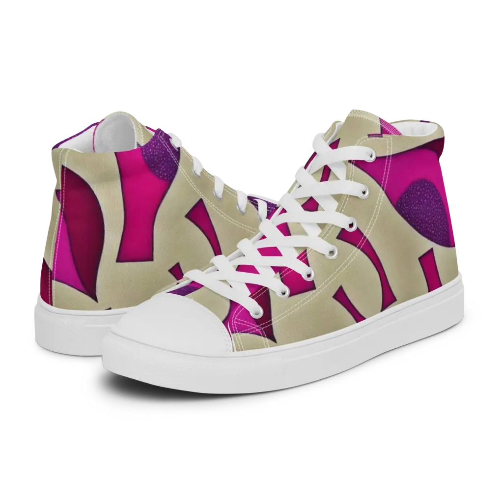 Magenta Relic on Men's High Top Canvas Shoes — Left