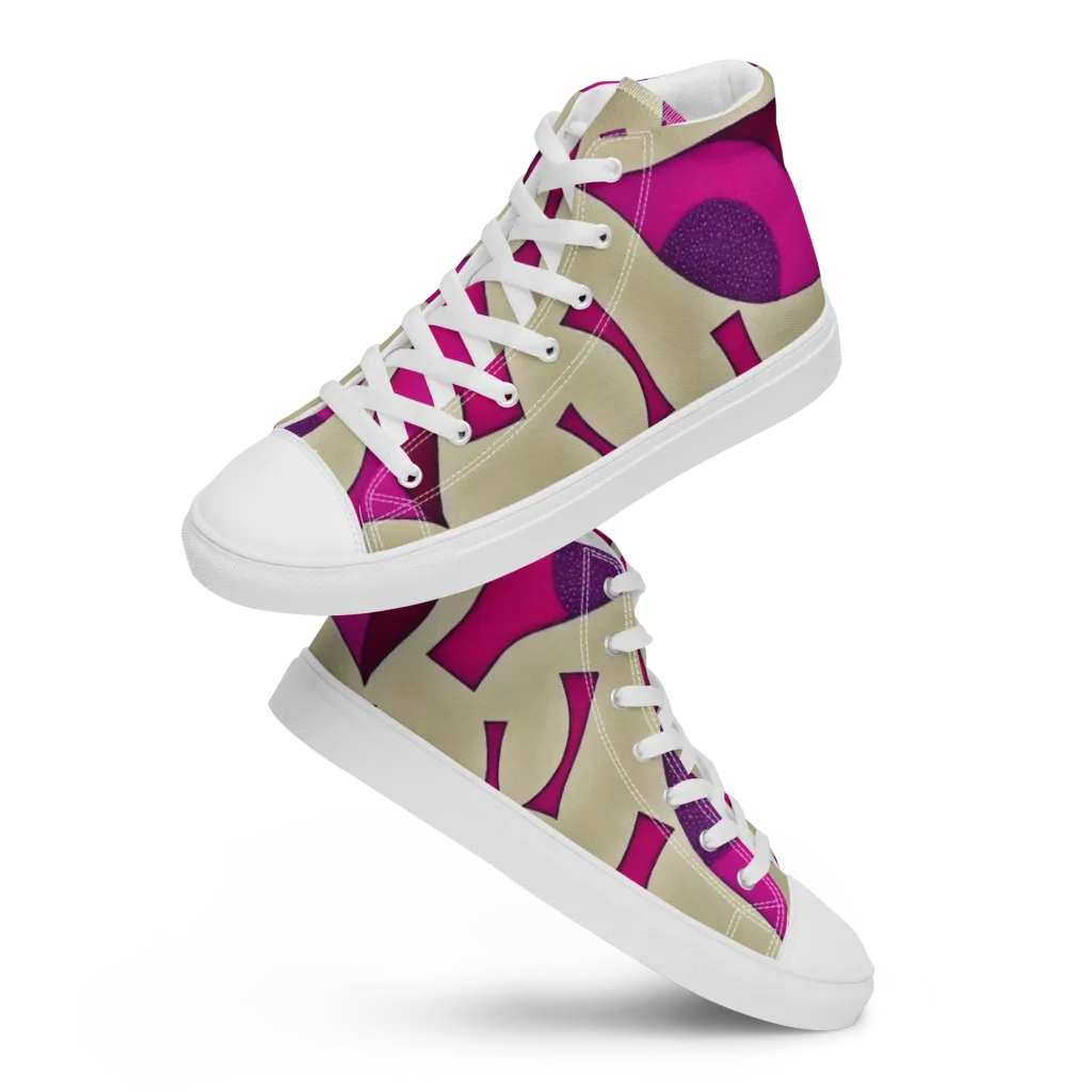 Magenta Relic on Men's High Top Canvas Shoes — Front