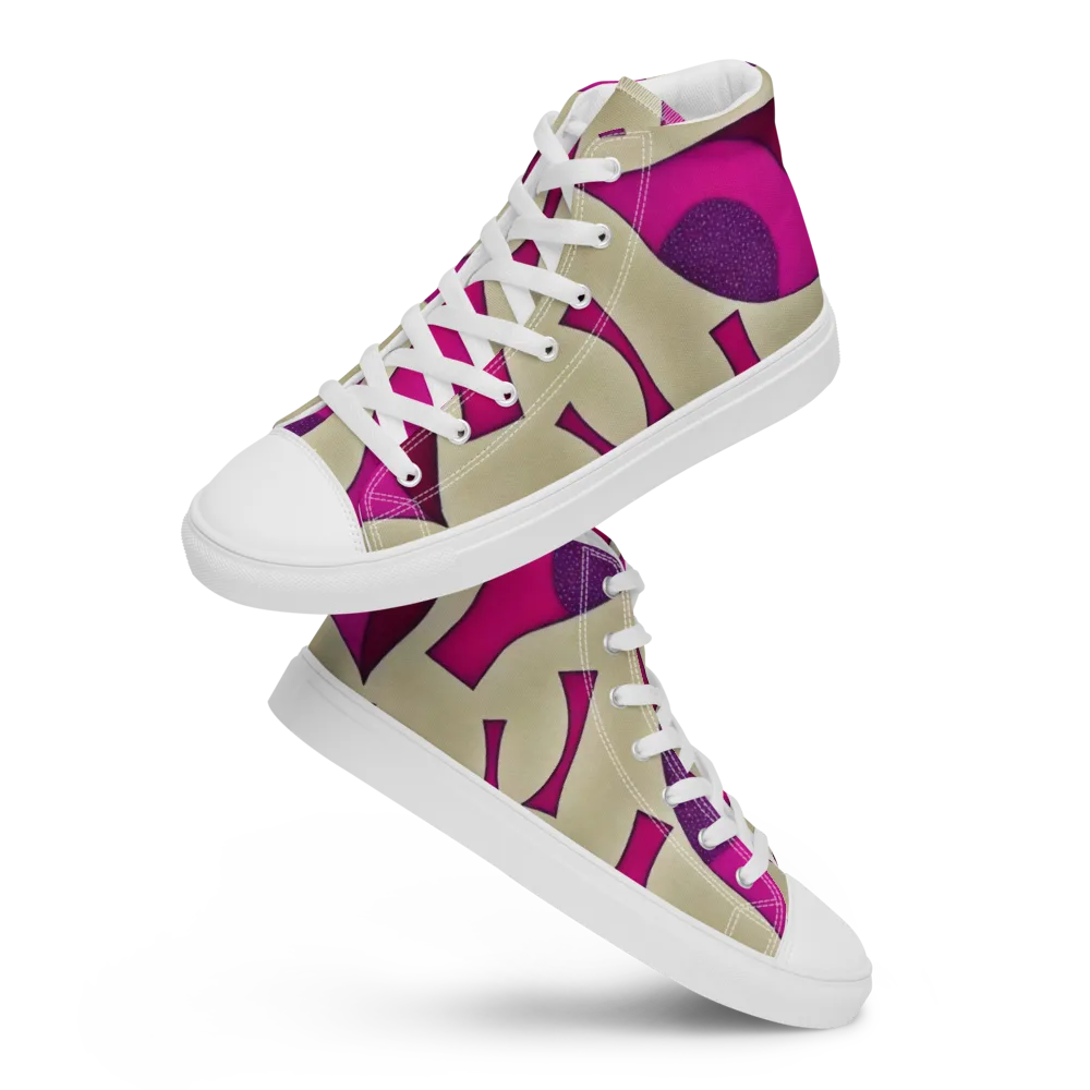 Magenta Relic on Women's High Top Canvas Shoes — Front