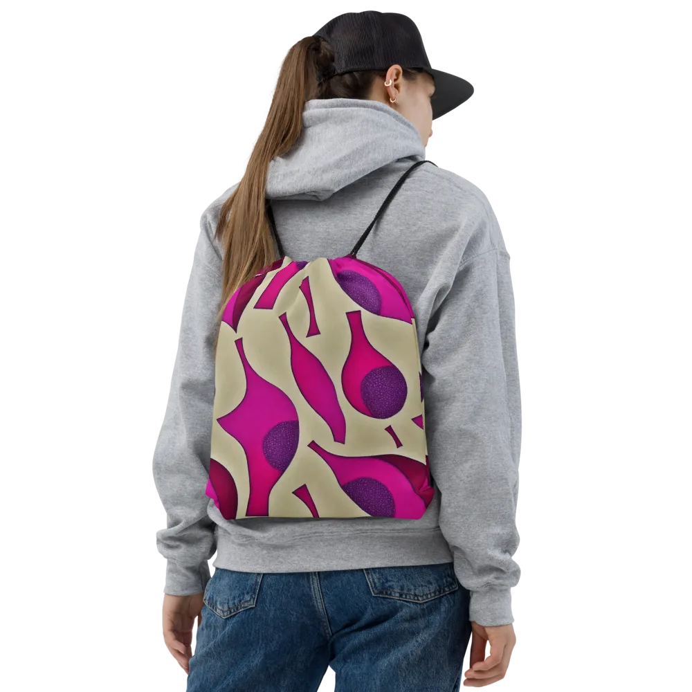 Magenta Relic on Drawstring Bag — Front
