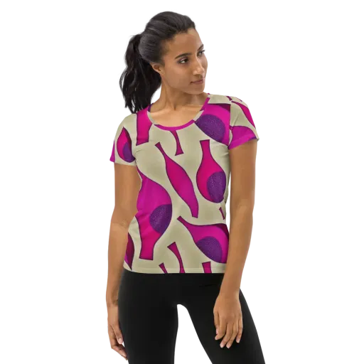 Magenta Relic on a Women's Athletic T-Shirt