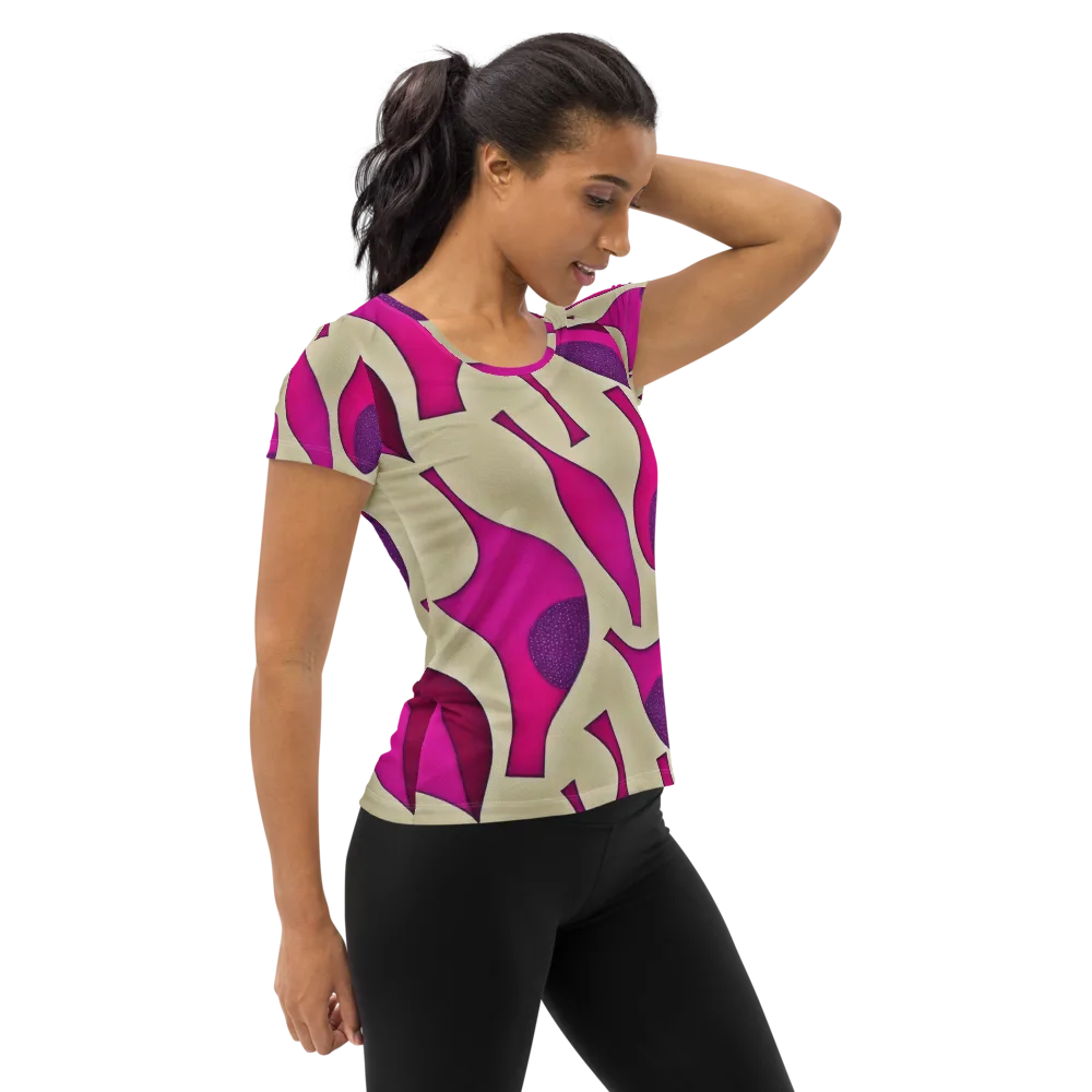Magenta Relic on Women's Athletic T-Shirt — Right